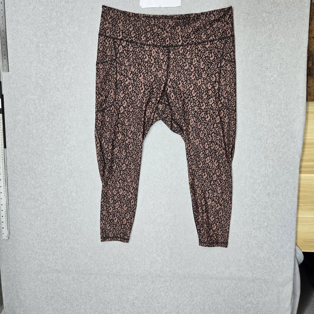 Old Navy Women Activewear Pants‎ XXL Brown Animal Print Go-Dry High-Rise